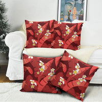 Red Banana Leaf Hawaii Pillow Cover Lau Maia Plumeria Tropical Summer Vibes