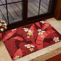 Red Banana Leaf Hawaii Rubber Doormat Lau Maia Plumeria Tropical Summer Vibes