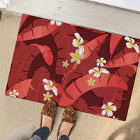 Red Banana Leaf Hawaii Rubber Doormat Lau Maia Plumeria Tropical Summer Vibes