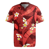Red Banana Leaf Hawaii Rugby Jersey Lau Maia Plumeria Tropical Summer Vibes