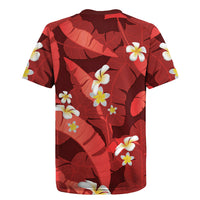 Red Banana Leaf Hawaii Rugby Jersey Lau Maia Plumeria Tropical Summer Vibes