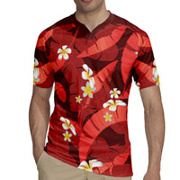 Red Banana Leaf Hawaii Rugby Jersey Lau Maia Plumeria Tropical Summer Vibes