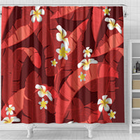 Red Banana Leaf Hawaii Shower Curtain Lau Maia Plumeria Tropical Summer Vibes