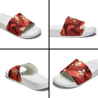 Red Banana Leaf Hawaii Slide Sandals Lau Maia Plumeria Tropical Summer Vibes