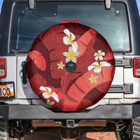 Red Banana Leaf Hawaii Spare Tire Cover Lau Maia Plumeria Tropical Summer Vibes