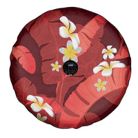 Red Banana Leaf Hawaii Spare Tire Cover Lau Maia Plumeria Tropical Summer Vibes