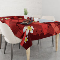 Red Banana Leaf Hawaii Tablecloth Lau Maia Plumeria Tropical Summer Vibes