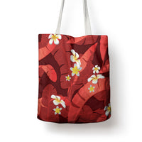 Red Banana Leaf Hawaii Tote Bag Lau Maia Plumeria Tropical Summer Vibes