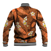 Orange Banana Leaf Hawaii Baseball Jacket Lau Maia Plumeria Tropical Summer Vibes