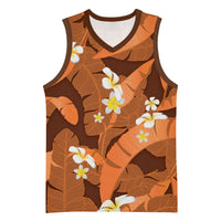 Orange Banana Leaf Hawaii Basketball Jersey Lau Maia Plumeria Tropical Summer Vibes