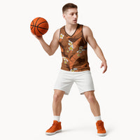 Orange Banana Leaf Hawaii Basketball Jersey Lau Maia Plumeria Tropical Summer Vibes