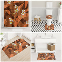 Orange Banana Leaf Hawaii Bathroom Set Lau Maia Plumeria Tropical Summer Vibes
