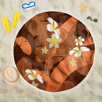 Orange Banana Leaf Hawaii Beach Blanket Lau Maia Plumeria Tropical Summer Vibes