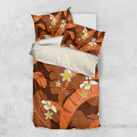 Orange Banana Leaf Hawaii Bedding Set Lau Maia Plumeria Tropical Summer Vibes