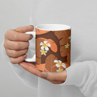 Orange Banana Leaf Hawaii Ceramic Mug Lau Maia Plumeria Tropical Summer Vibes