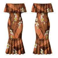 Orange Banana Leaf Hawaii Couples Matching Mermaid Dress and Hawaiian Shirt Lau Maia Plumeria Tropical Summer Vibes