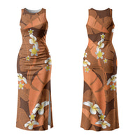 Orange Banana Leaf Hawaii Couples Matching Tank Maxi Dress and Long Sleeve Button Shirt Lau Maia Plumeria Tropical Summer Vibes