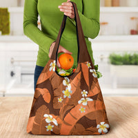 Orange Banana Leaf Hawaii Grocery Bag Lau Maia Plumeria Tropical Summer Vibes