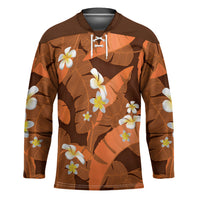 Orange Banana Leaf Hawaii Hockey Jersey Lau Maia Plumeria Tropical Summer Vibes