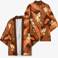 Orange Banana Leaf Hawaii Kimono Lau Maia Plumeria Tropical Summer Vibes