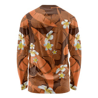 Orange Banana Leaf Hawaii Long Sleeve Shirt Lau Maia Plumeria Tropical Summer Vibes