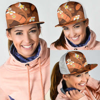 Orange Banana Leaf Hawaii Mesh Trucker Cap Lau Maia Plumeria Tropical Summer Vibes