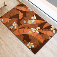 Orange Banana Leaf Hawaii Rubber Doormat Lau Maia Plumeria Tropical Summer Vibes