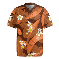 Orange Banana Leaf Hawaii Rugby Jersey Lau Maia Plumeria Tropical Summer Vibes