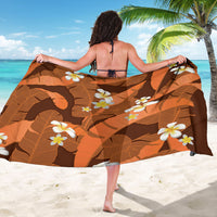 Orange Banana Leaf Hawaii Sarong Lau Maia Plumeria Tropical Summer Vibes