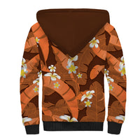 Orange Banana Leaf Hawaii Sherpa Hoodie Lau Maia Plumeria Tropical Summer Vibes