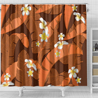 Orange Banana Leaf Hawaii Shower Curtain Lau Maia Plumeria Tropical Summer Vibes