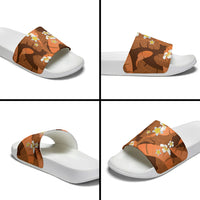 Orange Banana Leaf Hawaii Slide Sandals Lau Maia Plumeria Tropical Summer Vibes