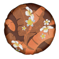 Orange Banana Leaf Hawaii Spare Tire Cover Lau Maia Plumeria Tropical Summer Vibes
