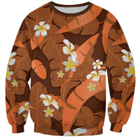 Orange Banana Leaf Hawaii Sweatshirt Lau Maia Plumeria Tropical Summer Vibes