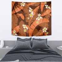 Orange Banana Leaf Hawaii Tapestry Lau Maia Plumeria Tropical Summer Vibes