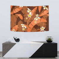 Orange Banana Leaf Hawaii Tapestry Lau Maia Plumeria Tropical Summer Vibes