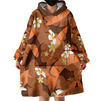 Orange Banana Leaf Hawaii Wearable Blanket Hoodie Lau Maia Plumeria Tropical Summer Vibes