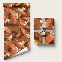Orange Banana Leaf Hawaii Wrapping Paper Lau Maia Plumeria Tropical Summer Vibes