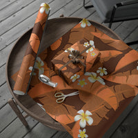 Orange Banana Leaf Hawaii Wrapping Paper Lau Maia Plumeria Tropical Summer Vibes