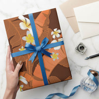 Orange Banana Leaf Hawaii Wrapping Paper Lau Maia Plumeria Tropical Summer Vibes