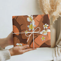 Orange Banana Leaf Hawaii Wrapping Paper Lau Maia Plumeria Tropical Summer Vibes
