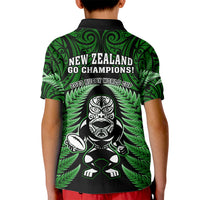 New Zealand Aotearoa Rugby Kid Polo Shirt NZ Tiki With Maori Fern World Cup Green Version LT14 - Polynesian Pride