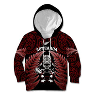 New Zealand Aotearoa Rugby Kid Hoodie NZ Tiki With Maori Fern World Cup Red Version LT14 Hoodie Red - Polynesian Pride