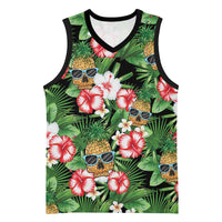 Pineapple Skull Aloha Hawaii Basketball Jersey Summer Vibes Tropical Seamless Pattern - Polynesian Pride