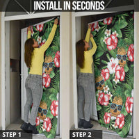 Pineapple Skull Aloha Hawaii Door Cover Summer Vibes Tropical Seamless Pattern - Polynesian Pride