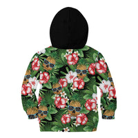 Pineapple Skull Aloha Hawaii Kid Hoodie Summer Vibes Tropical Seamless Pattern - Polynesian Pride