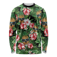 Pineapple Skull Aloha Hawaii Long Sleeve Shirt Summer Vibes Tropical Seamless Pattern - Polynesian Pride