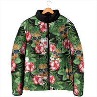 Pineapple Skull Aloha Hawaii Padded Jacket Summer Vibes Tropical Seamless Pattern - Polynesian Pride