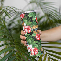 Pineapple Skull Aloha Hawaii Skinny Tumbler Summer Vibes Tropical Seamless Pattern - Polynesian Pride