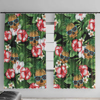Pineapple Skull Aloha Hawaii Window Curtain Summer Vibes Tropical Seamless Pattern - Polynesian Pride